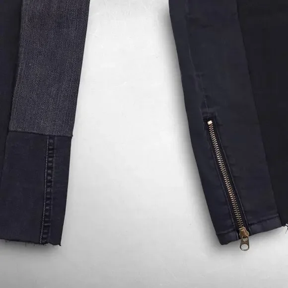 Heke Design Patchwork Jeans Wide Leg Upcycled Sustainable Women XS Black NZ Made - Picture 5 of 16